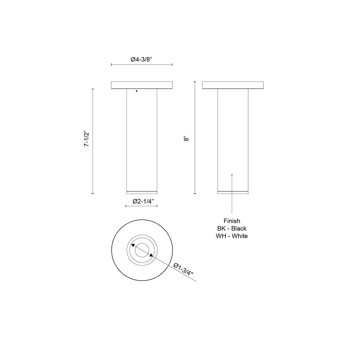 Lorna 8-in (2-in Dia.) 36 Degree Optic Black LED Ceiling Mount by KUZCO