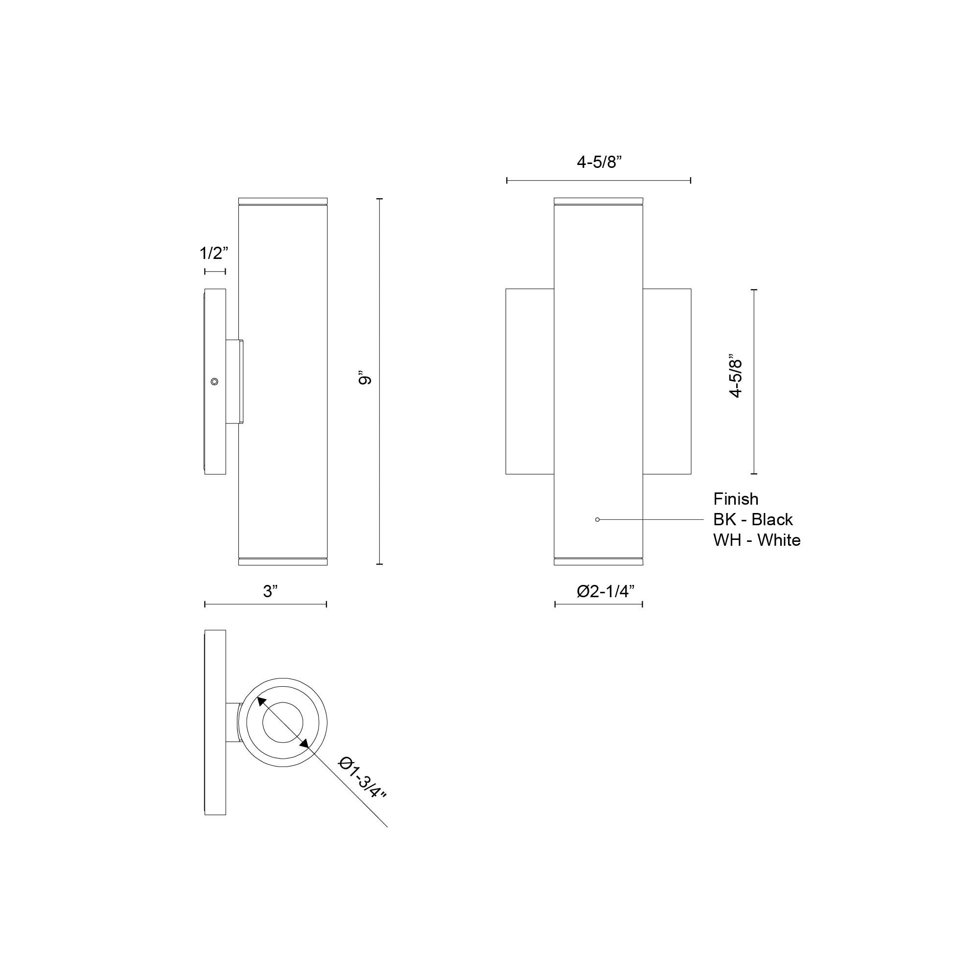Lorna 9-in (2-in Dia.) 36 Degree Optic White LED Wall Sconce Up/Down Light by KUZCO