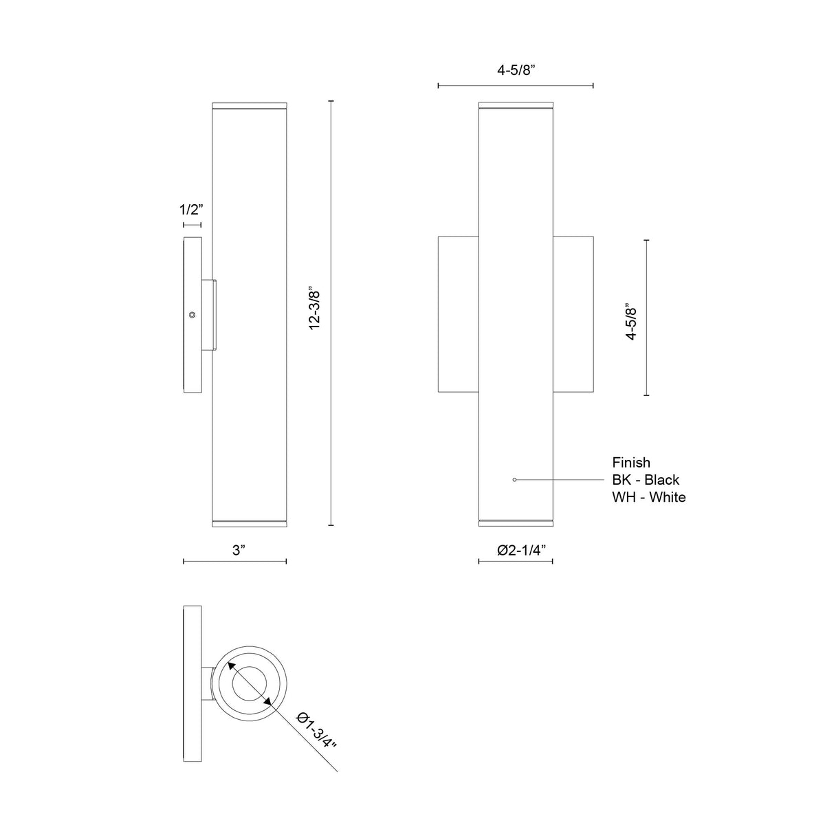 Lorna 12-in (2-in Dia.) 36 Degree Optic White LED Wall Sconce Up/Down Light by KUZCO
