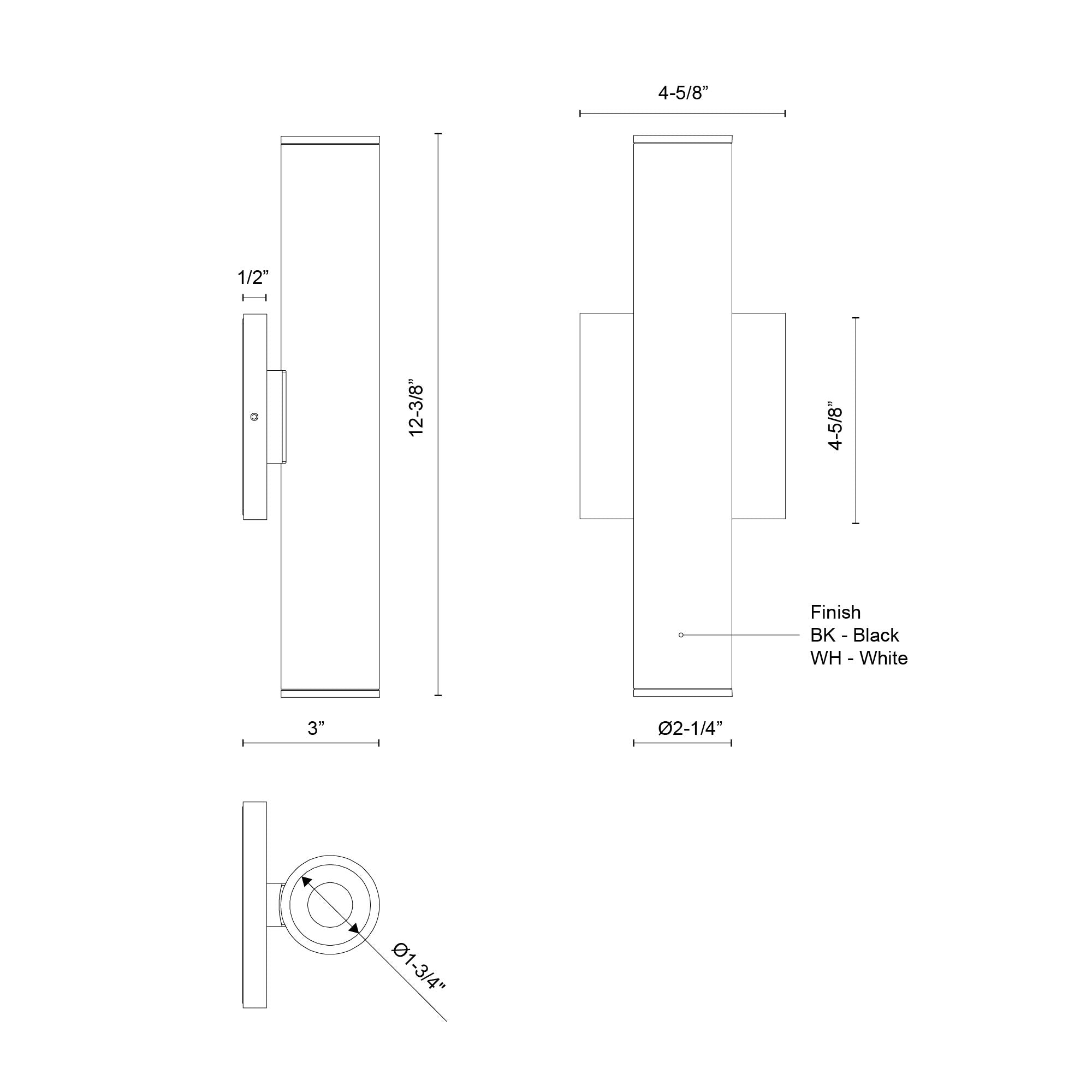 Lorna 12-in (2-in Dia.) 36 Degree Optic White LED Wall Sconce Up/Down Light by KUZCO
