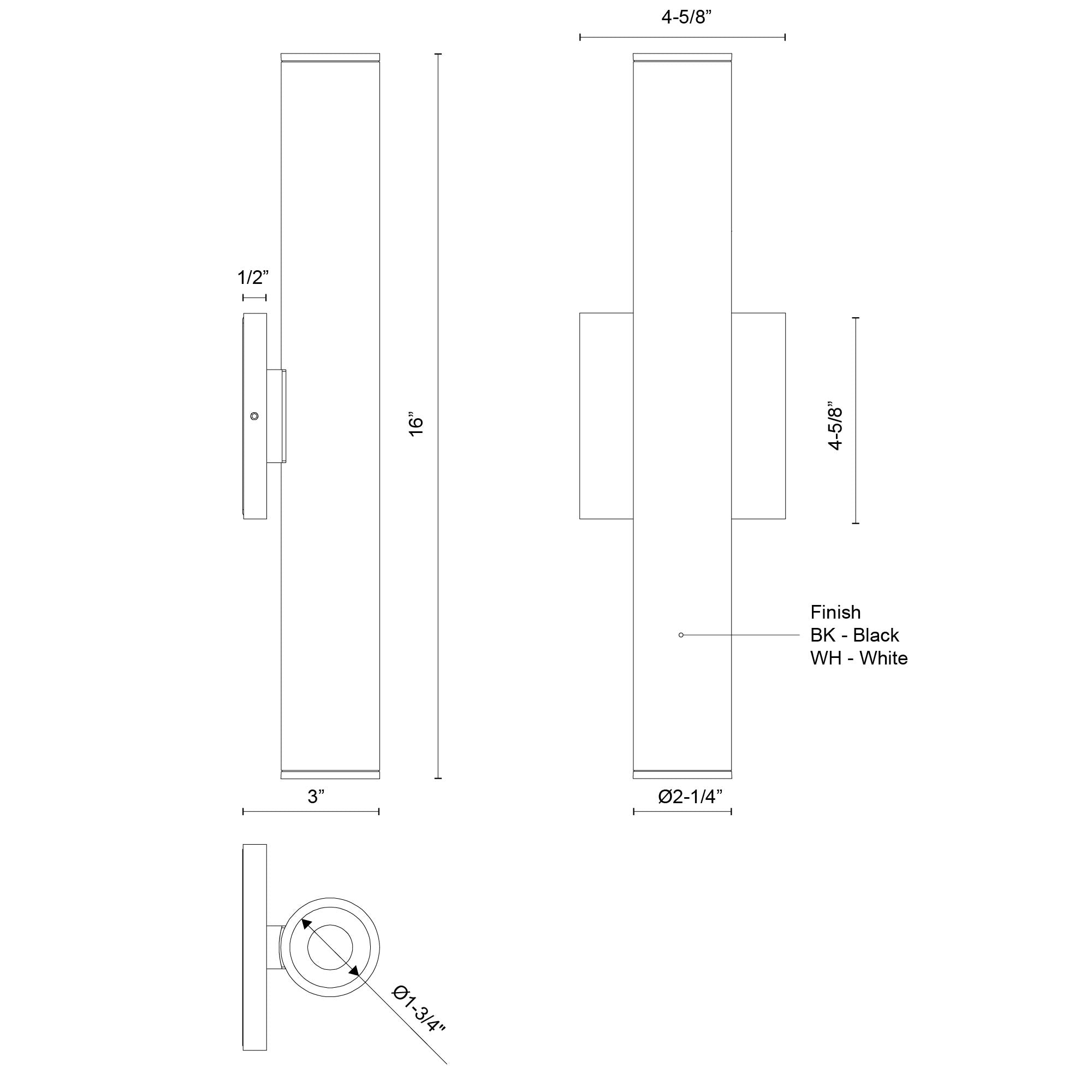 Lorna 16-in (2-in Dia.) 36 Degree Optic White LED Wall Sconce Up/Down Light by KUZCO