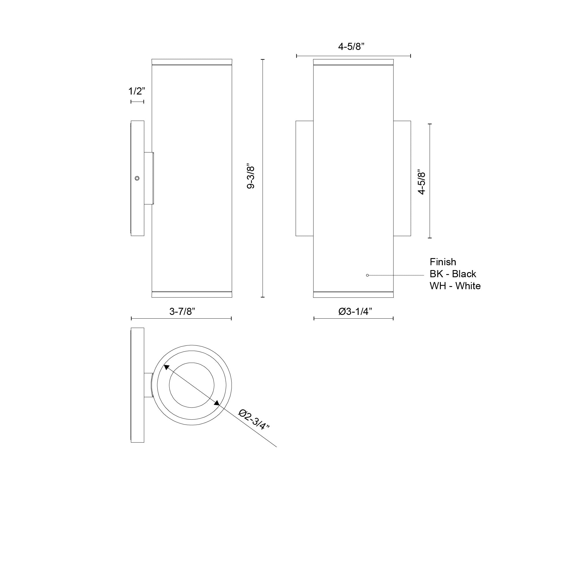 Lorna 9-in (3-in Dia.) 36 Degree Optic Black LED Wall Sconce Up/Down Light by KUZCO