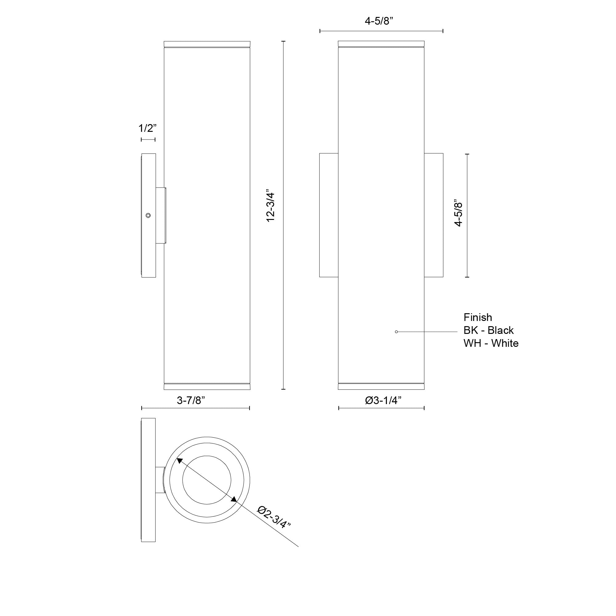 Lorna 12-in (3-in Dia.) 36 Degree Optic White LED Wall Sconce Up/Down Light by KUZCO