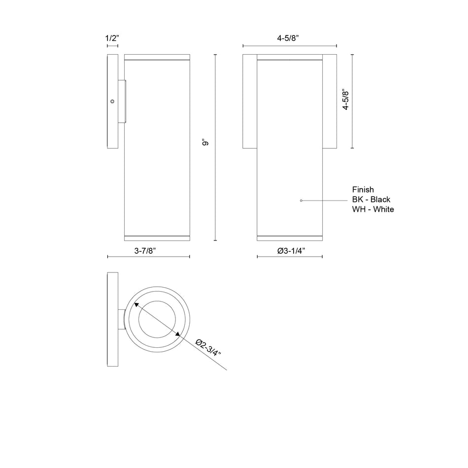 Lorna 9-in (3-in Dia.) 36 Degree Optic White LED Wall Sconce by KUZCO