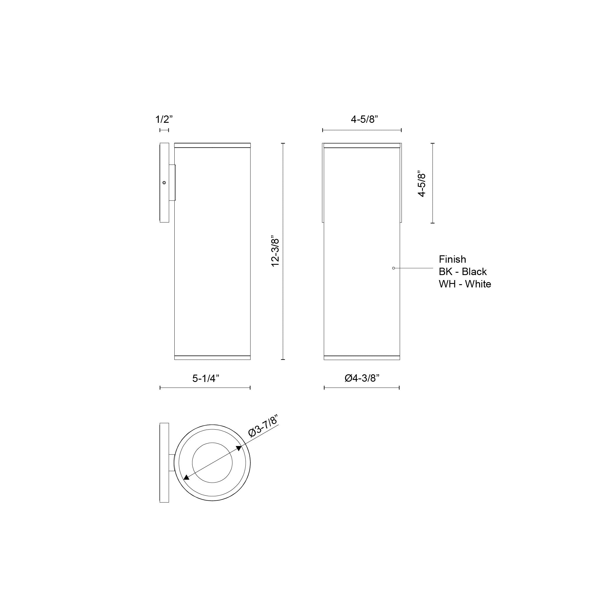 Lorna 12-in (4-in Dia.) 36 Degree Optic Black LED Wall Sconce by KUZCO