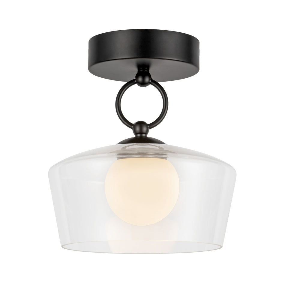 Leota 8-in Matte Black/Clear Glass LED Semi-Flush Mount by ALORA MOOD