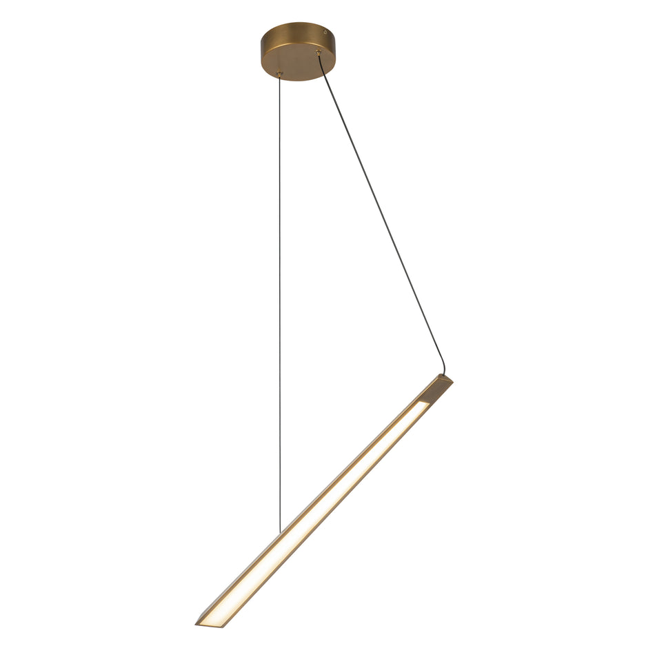 Lex 24-in Vintage Brass LED Linear Pendant by KUZCO