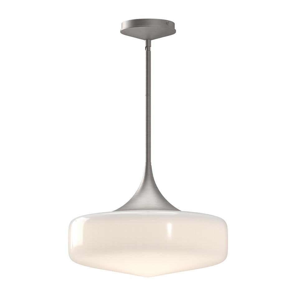 Lincoln 14-in Brushed Nickel/Glossy Opal Glass 1 Light Pendant