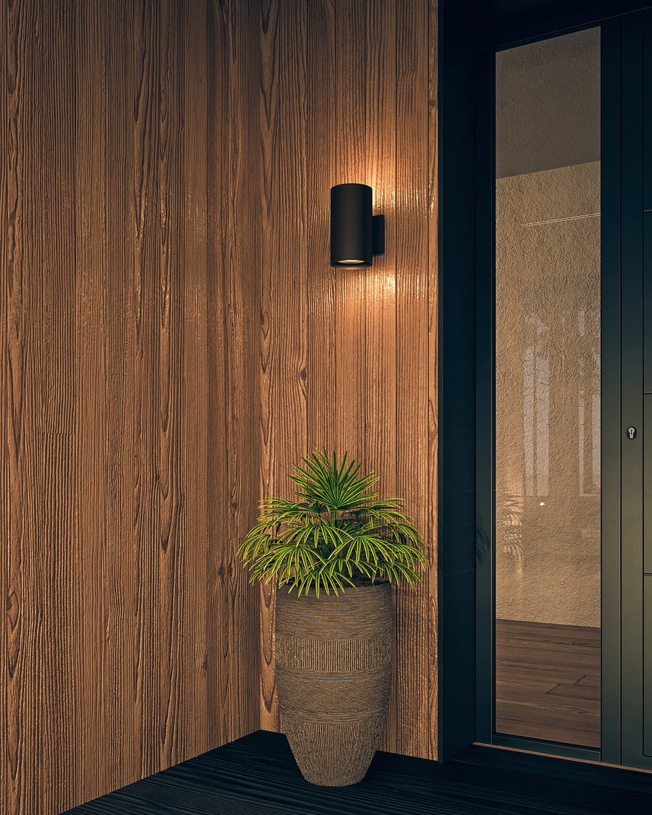 Lorna 12-in Textured Black LED Exterior Wall by KUZCO