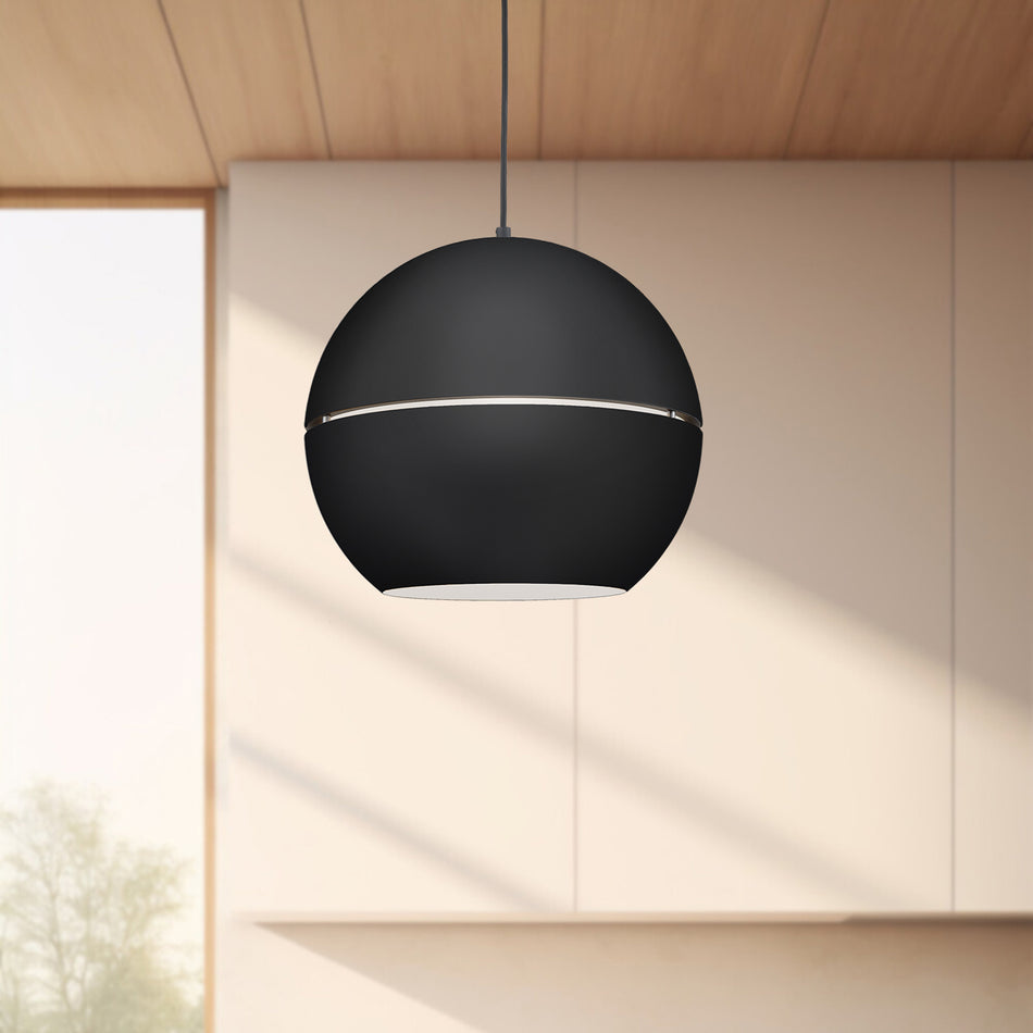 Lucas 16-in Black 1 Light Pendant by KUZCO