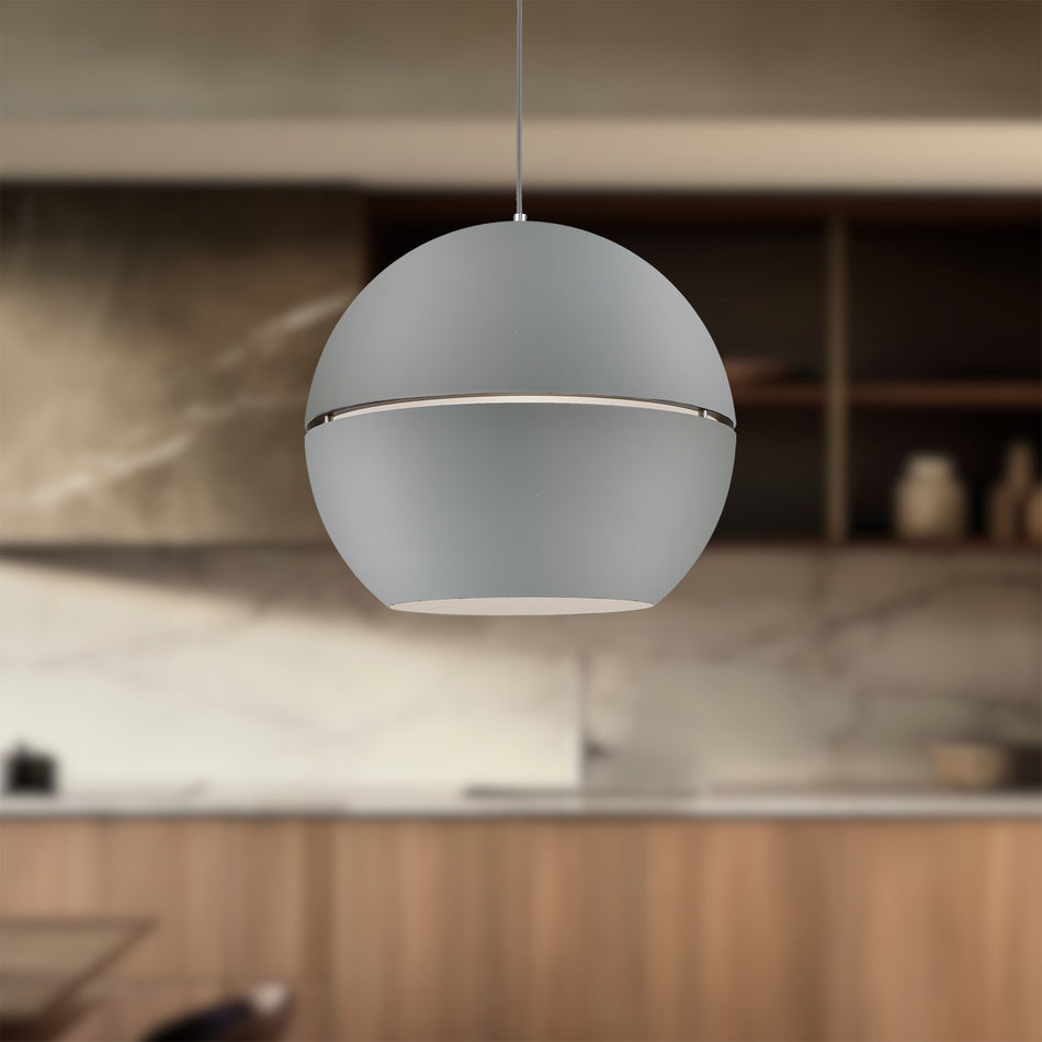 Lucas 24-in Gray 1 Light Pendant by KUZCO