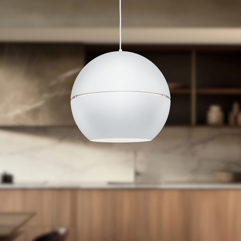 Lucas 24-in White 1 Light Pendant by KUZCO