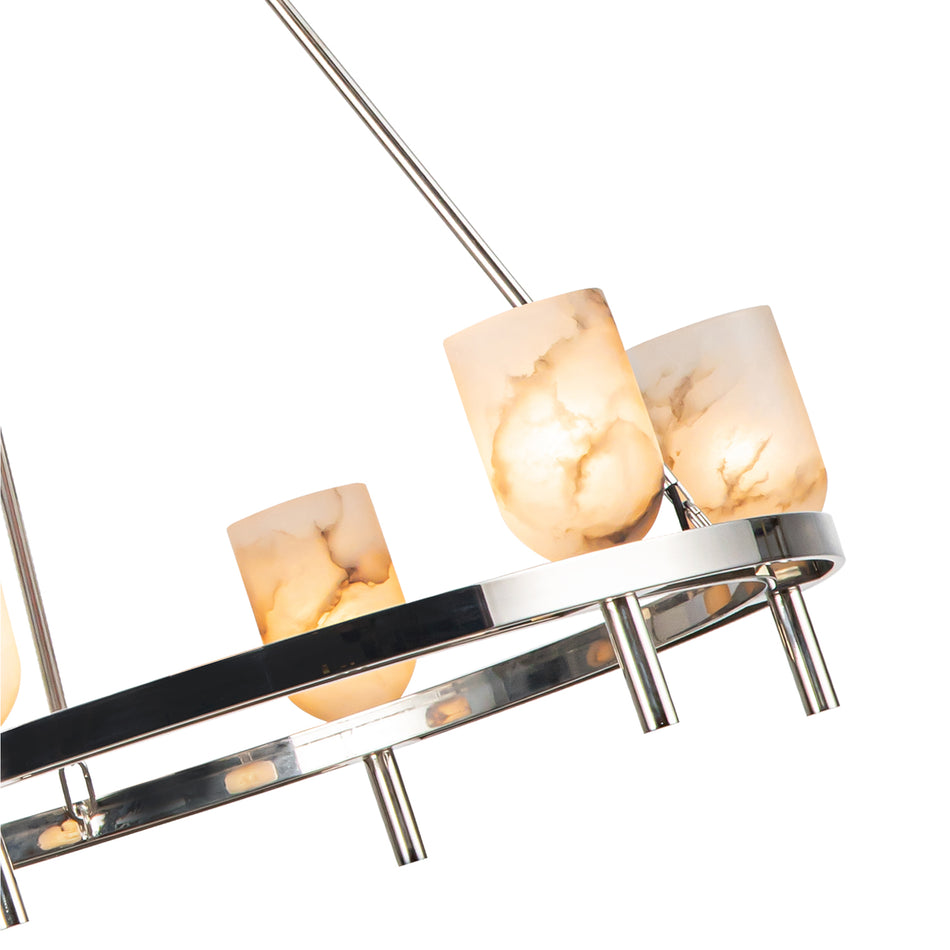 Lucian 32-in Polished Nickel/Alabaster 6 Lights Chandeliers by ALORA
