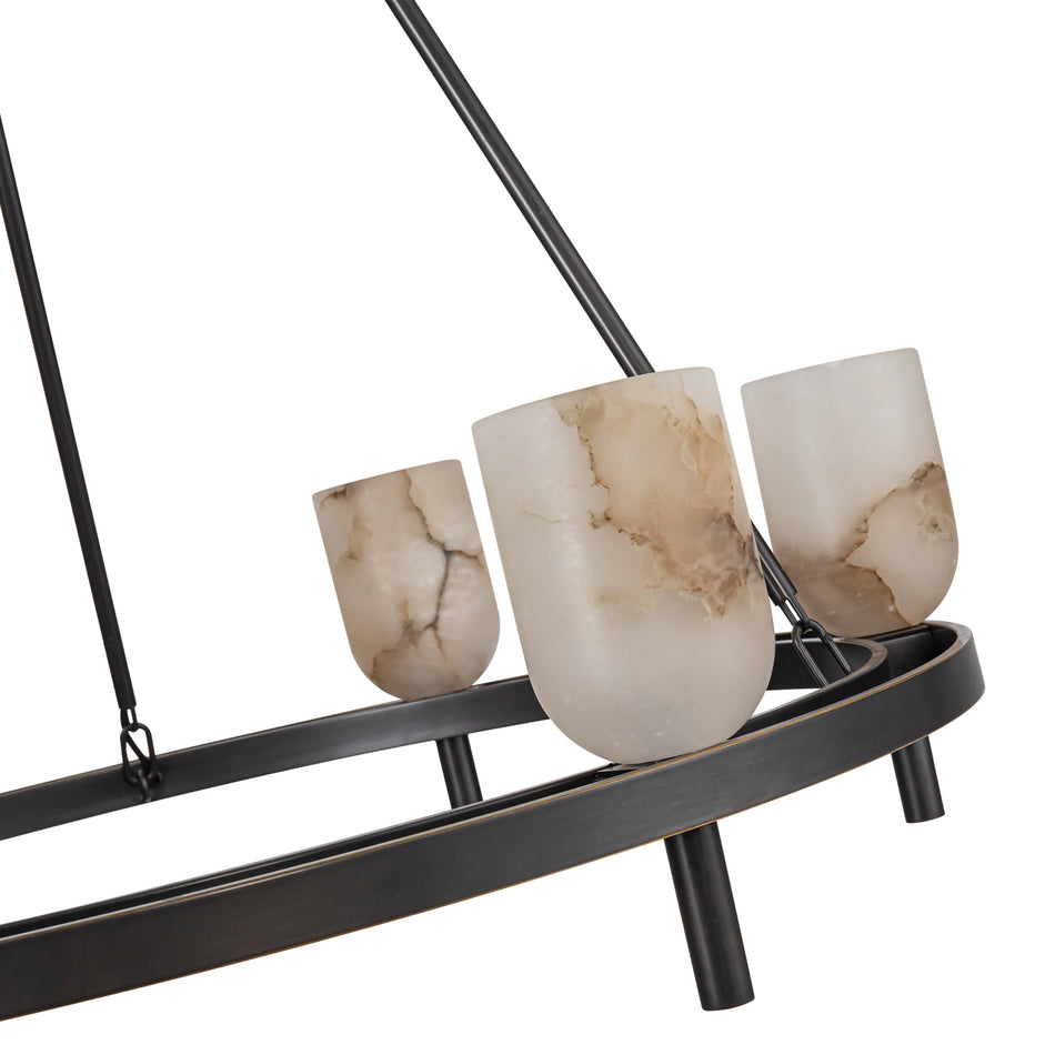 Lucian 32-in Urban Bronze/Alabaster 6 Lights Chandeliers by ALORA