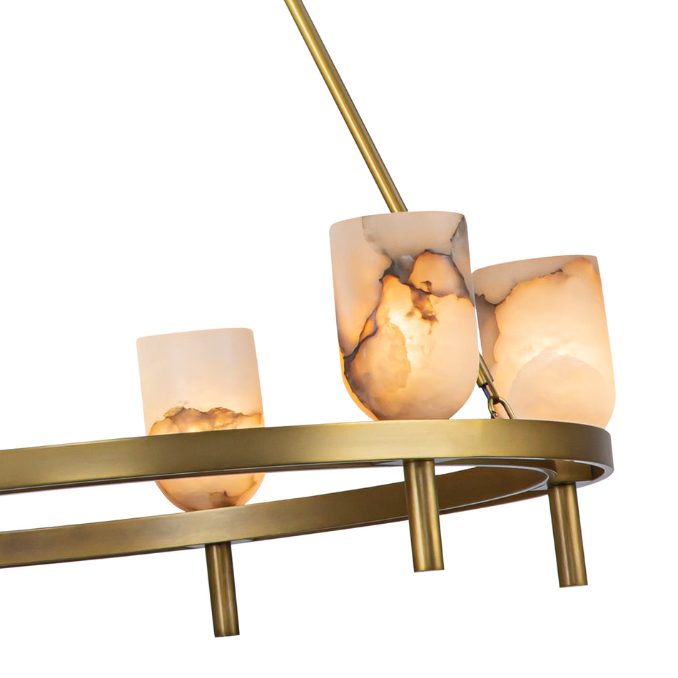 Lucian 32-in Vintage Brass/Alabaster 6 Lights Chandeliers by ALORA
