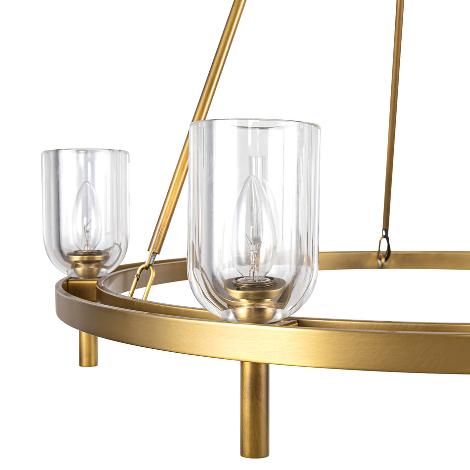 Lucian 32-in Clear Crystal/Vintage Brass 6 Lights Chandeliers by ALORA