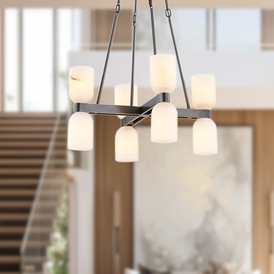 Lucian 22-in Urban Bronze/Alabaster 8 Lights Chandeliers by ALORA