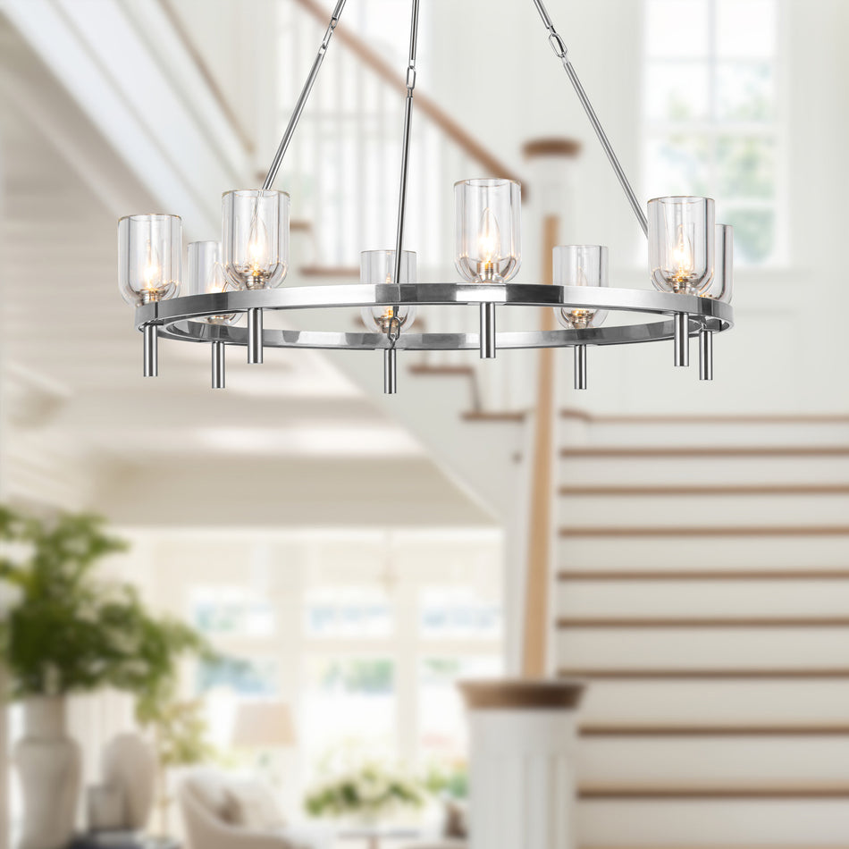 Lucian 36-in Clear Crystal/Polished Nickel 8 Lights Chandeliers by ALORA