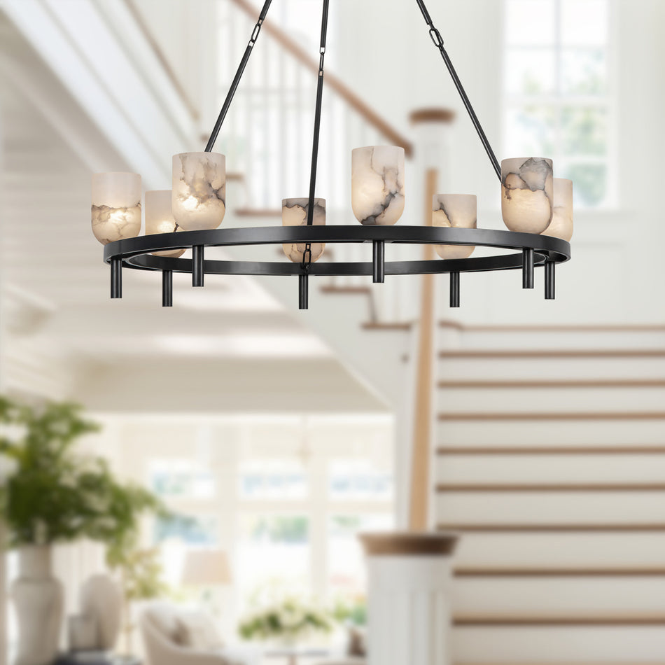 Lucian 36-in Urban Bronze/Alabaster 8 Lights Chandeliers by ALORA