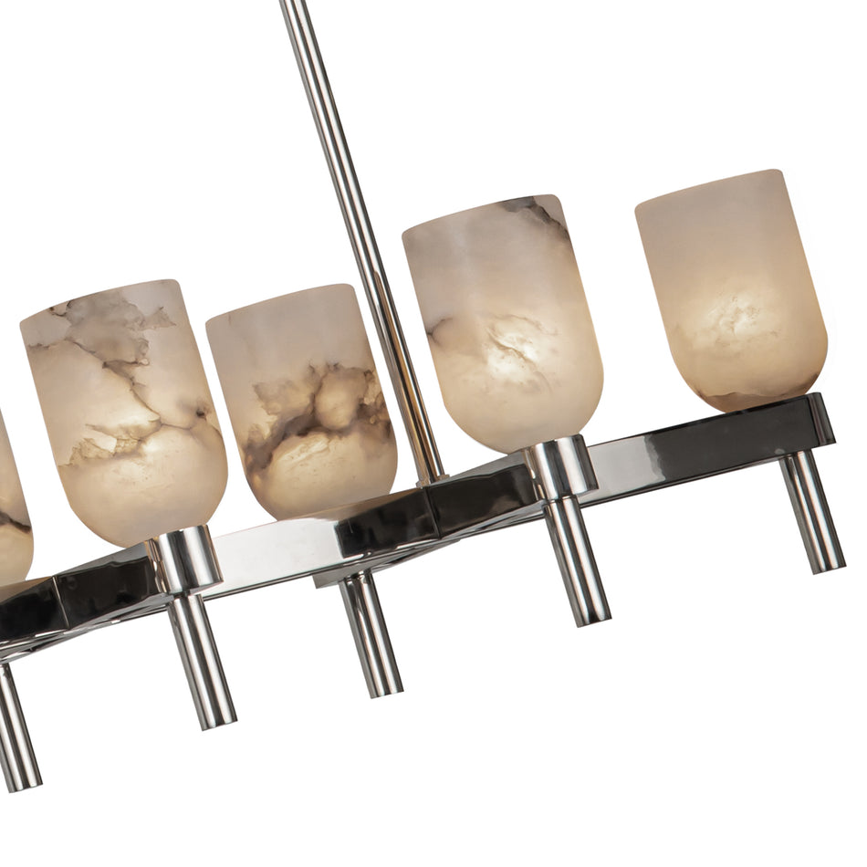 Lucian 52-in Polished Nickel/Alabaster 10 Lights Linear Pendant by ALORA