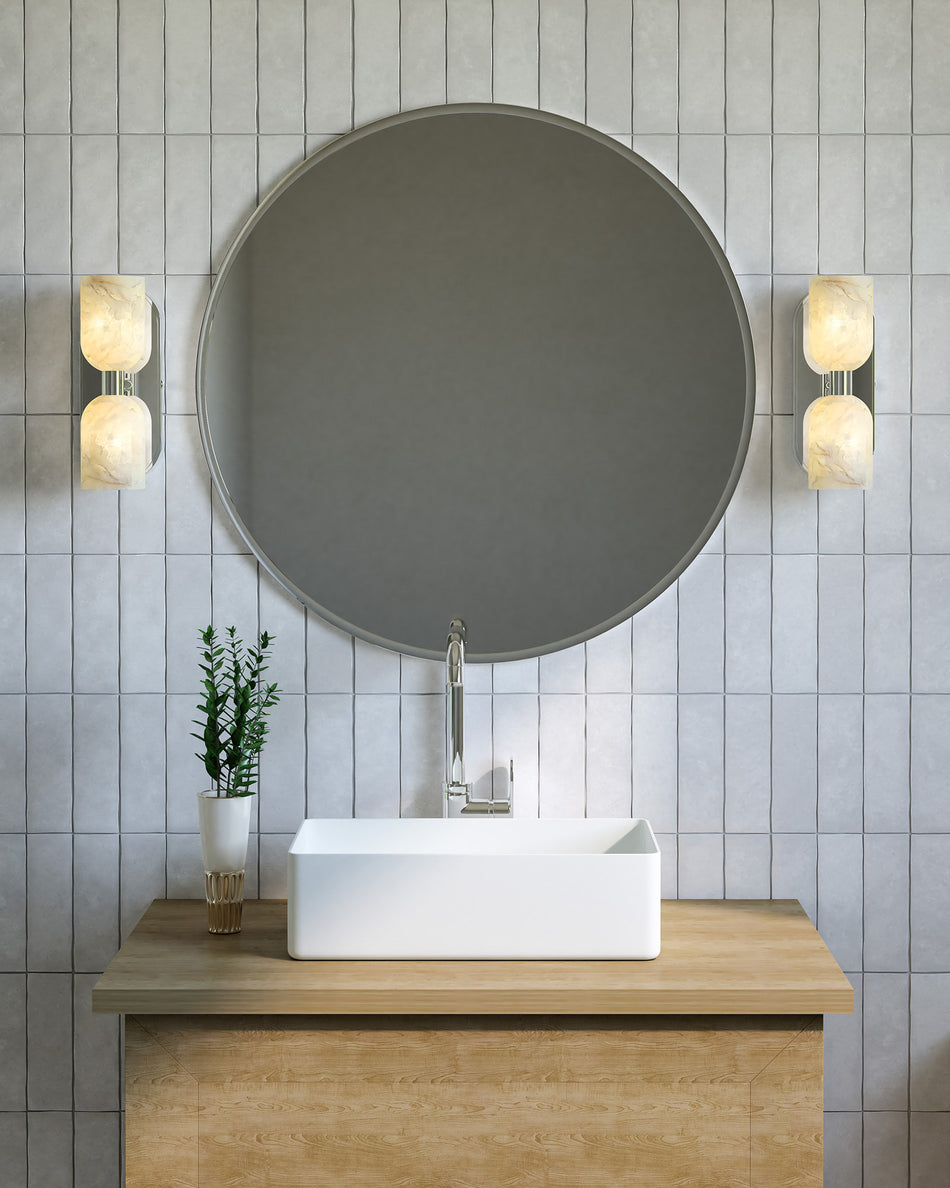 Lucian 11-in Polished Nickel/Alabaster 2 Lights Wall/Vanity