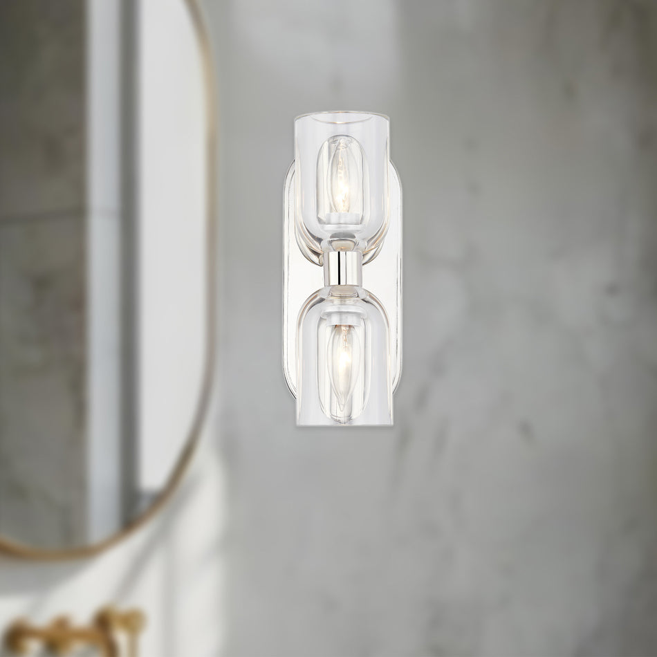 Lucian 11-in Clear Crystal/Polished Nickel 2 Lights Wall/Vanity by ALORA
