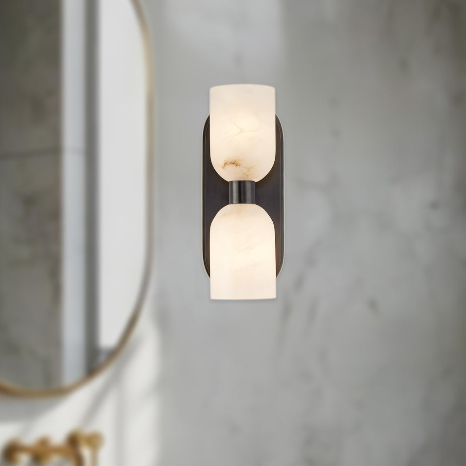 Lucian 11-in Urban Bronze/Alabaster 2 Lights Wall/Vanity by ALORA