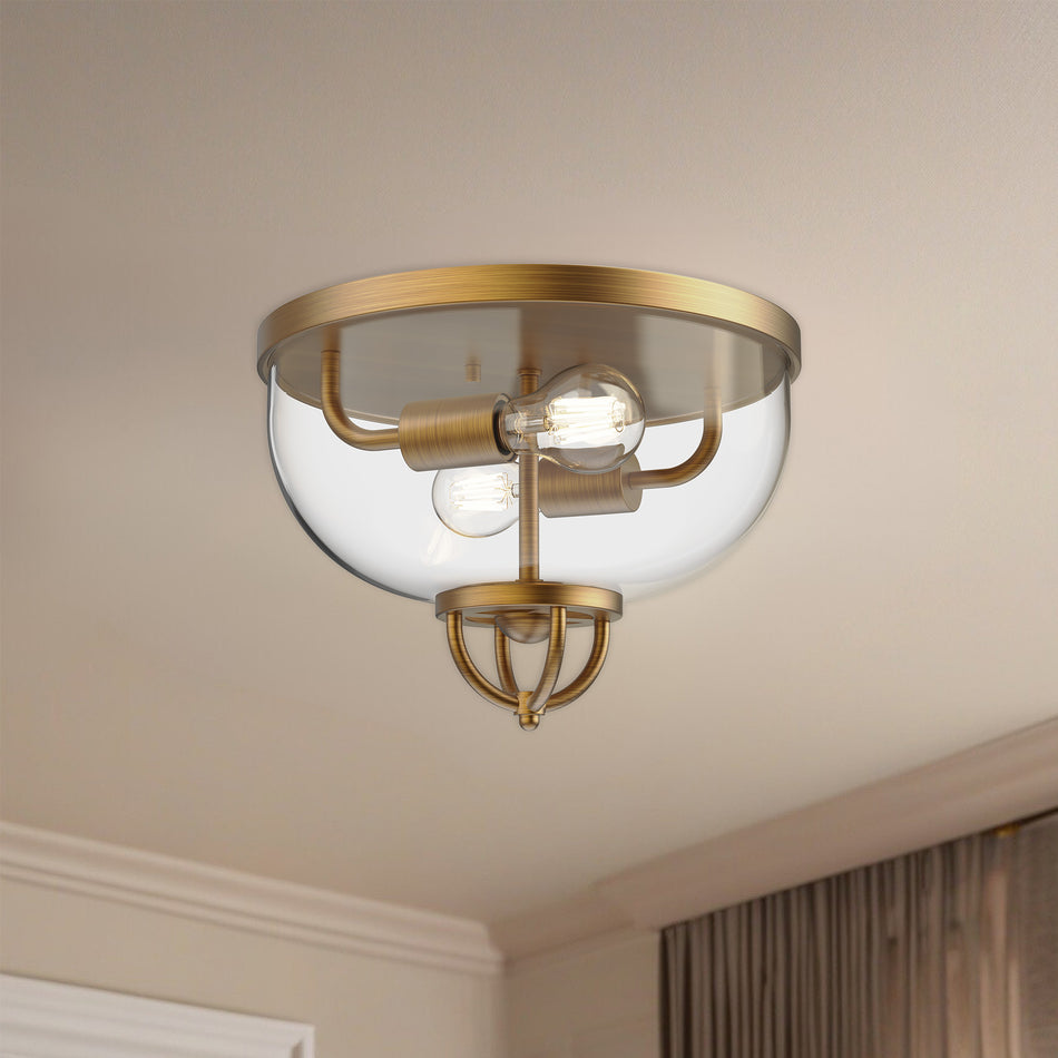 Lancaster 13-in Aged Gold 2 Lights Flush Mount by ALORA MOOD