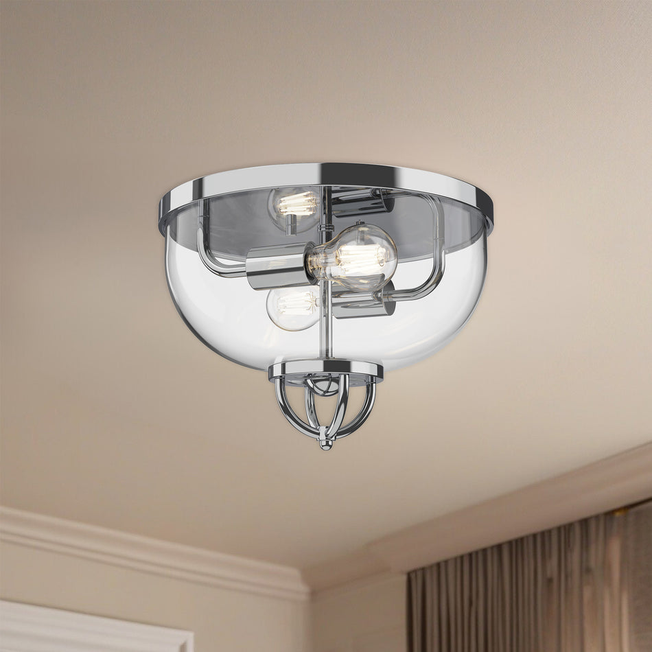 Lancaster 13-in Chrome 2 Lights Flush Mount by ALORA MOOD