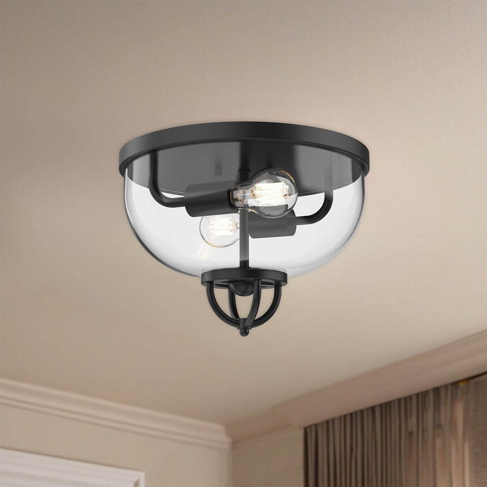 Lancaster 13-in Matte Black 2 Lights Flush Mount by ALORA MOOD