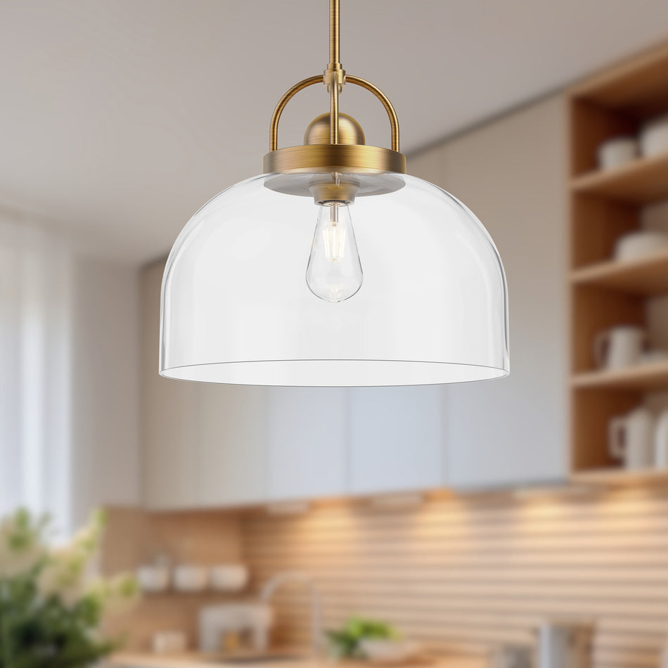 Lancaster 15-in Aged Gold 1 Light Pendant by ALORA MOOD