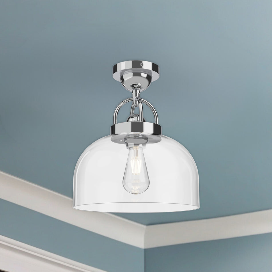 Lancaster 12-in Chrome 1 Light Semi Flush Mount by ALORA MOOD
