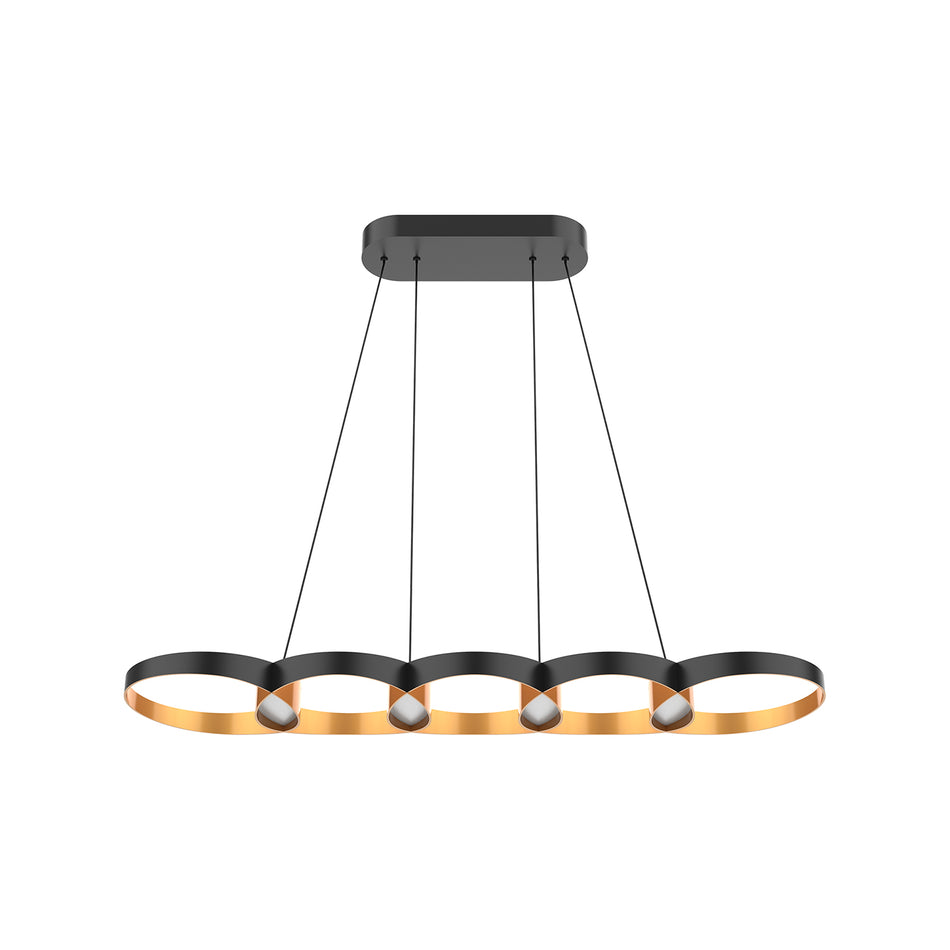 Maestro 38-in Black/Gold LED Linear Pendant by KUZCO
