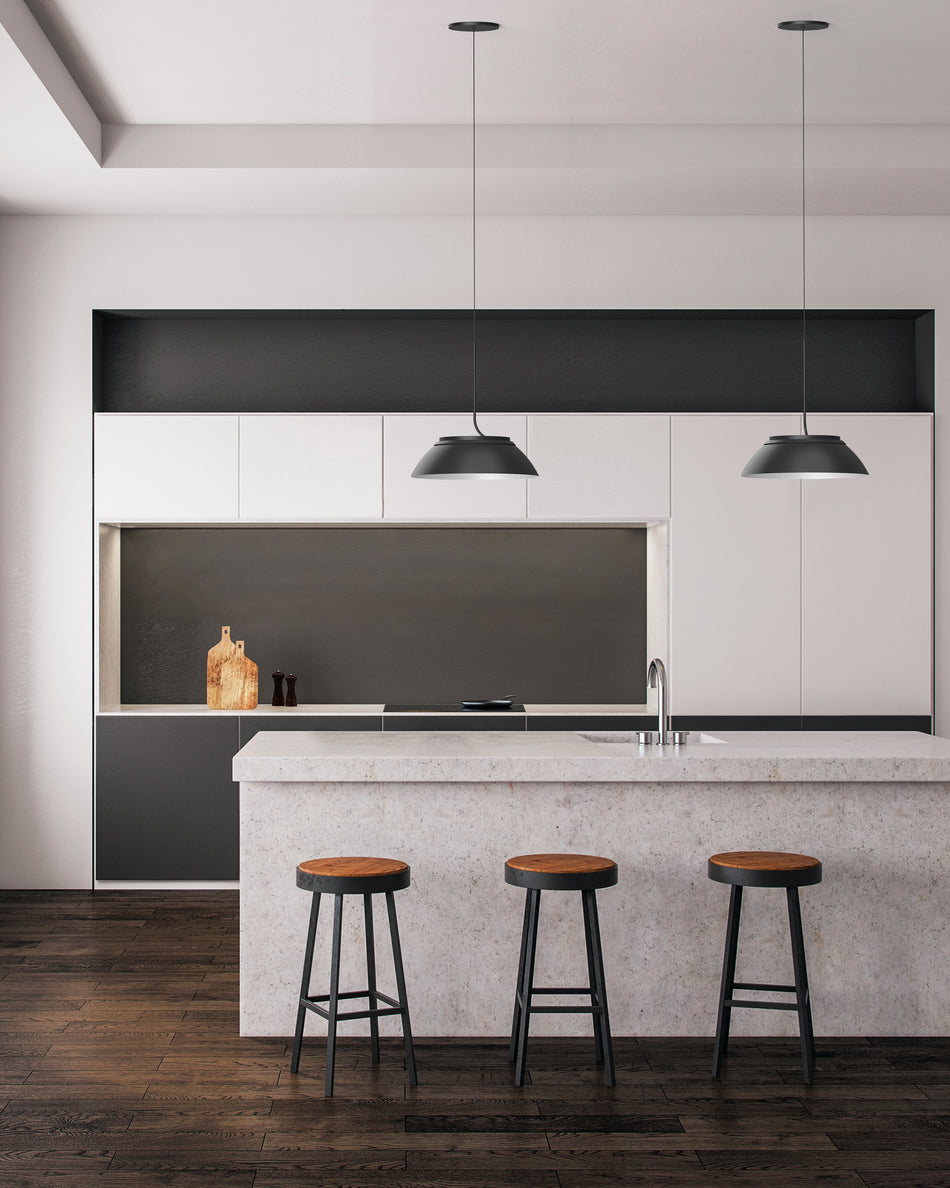 Magellan 12-in Black/White LED Pendant by KUZCO