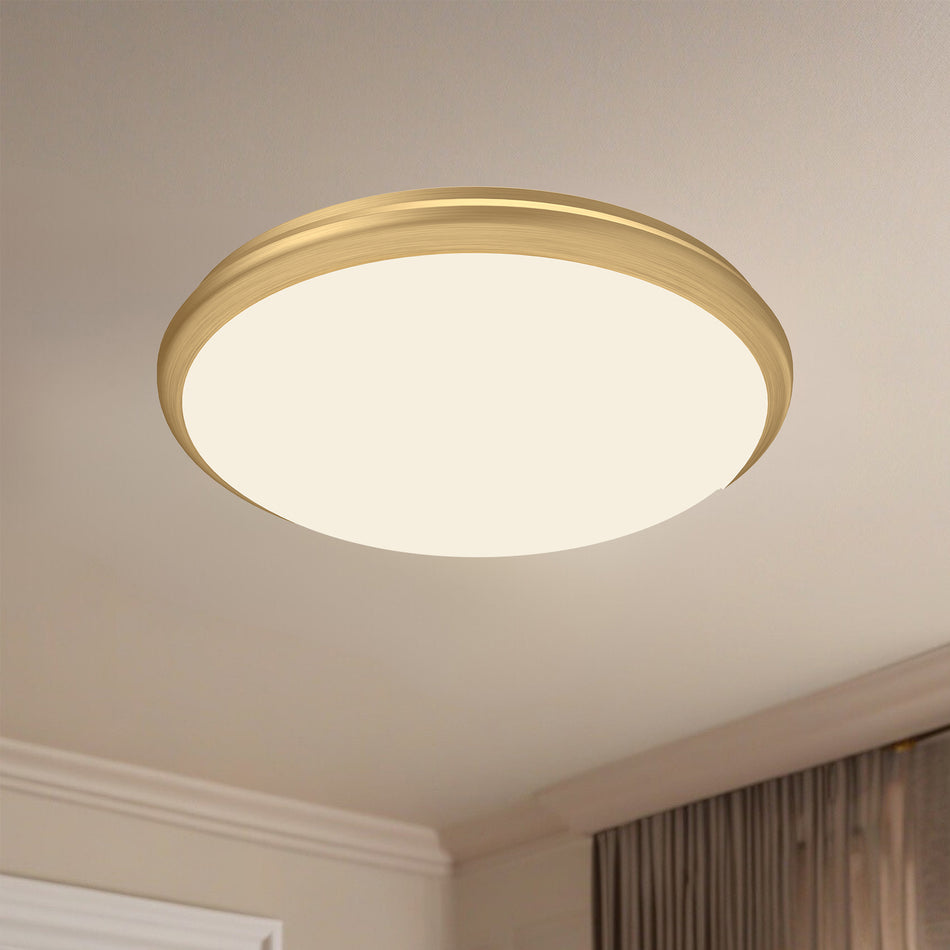 Malta 12-in Brushed Gold LED Flush Mount by KUZCO
