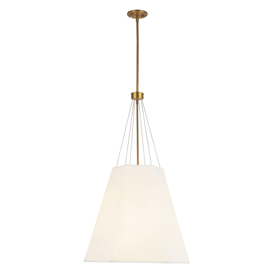 Manila 22-in Aged Gold/White Linen 3 Lights Pendant