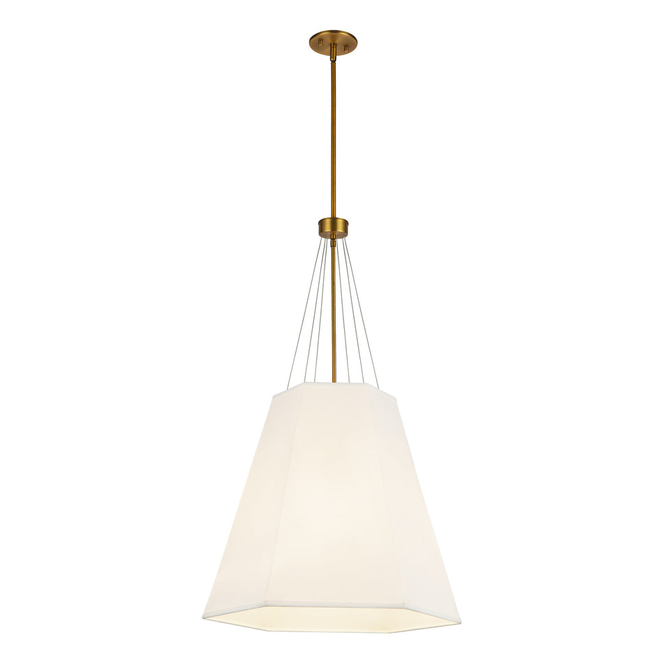 Manila 22-in Aged Gold/White Linen 3 Lights Pendant by ALORA MOOD