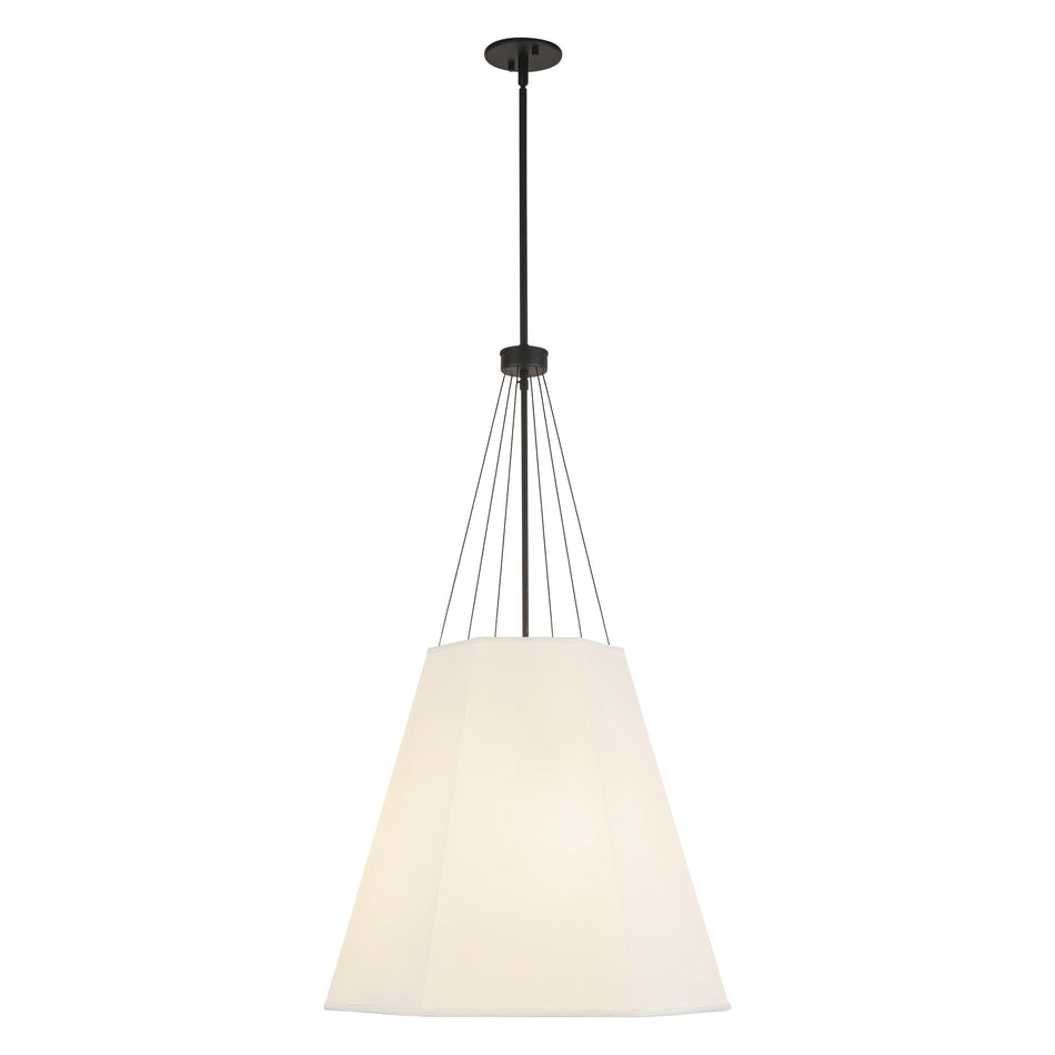 Manila 22-in Matte Black/White Linen 3 Lights Pendant
