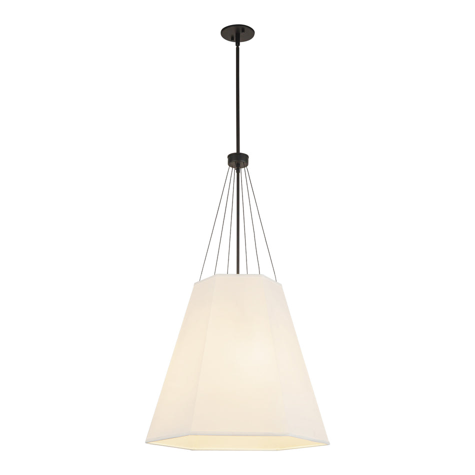 Manila 22-in Matte Black/White Linen 3 Lights Pendant by ALORA MOOD