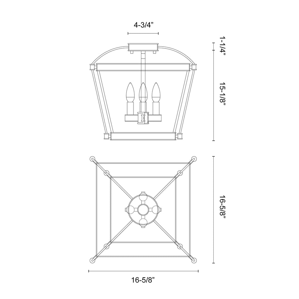 Manor Urban Bronze 4 Lights Semi Flush Mount by ALORA