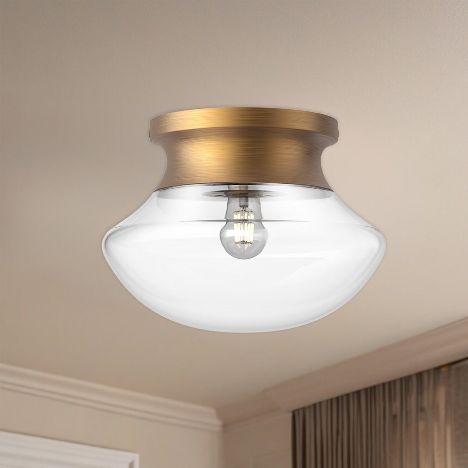 Marcel 11-in Aged Gold 1 Light Flush Mount by ALORA MOOD