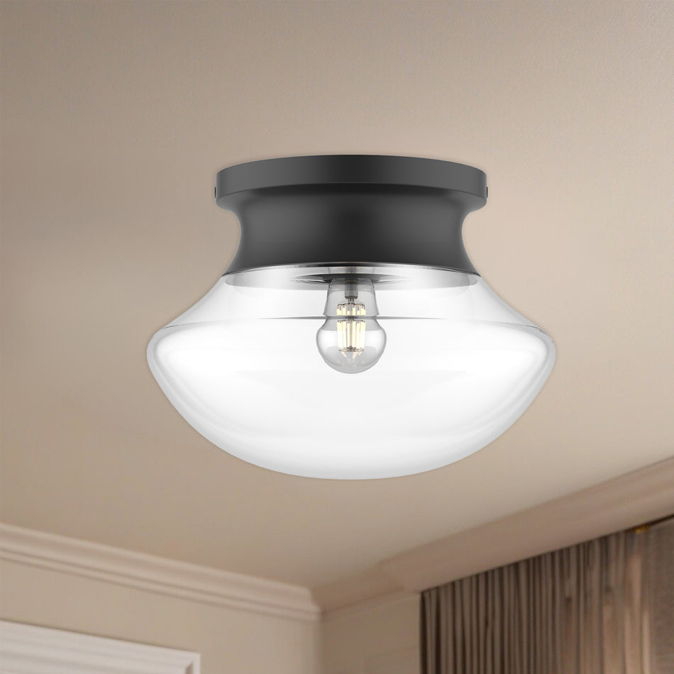 Marcel 11-in Matte Black 1 Light Flush Mount by ALORA MOOD
