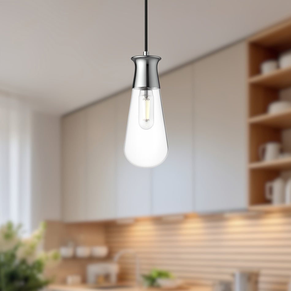 Marcel 4-in Chrome 1 Light Pendant by ALORA MOOD