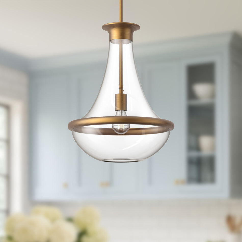 Marcel 10-in Aged Gold 1 Light Pendant by ALORA MOOD