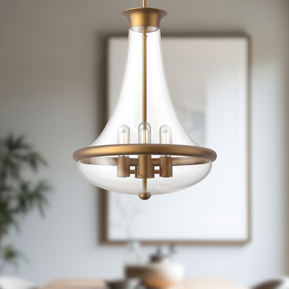 Marcel 18-in Aged Gold 4 Lights Pendant by ALORA MOOD