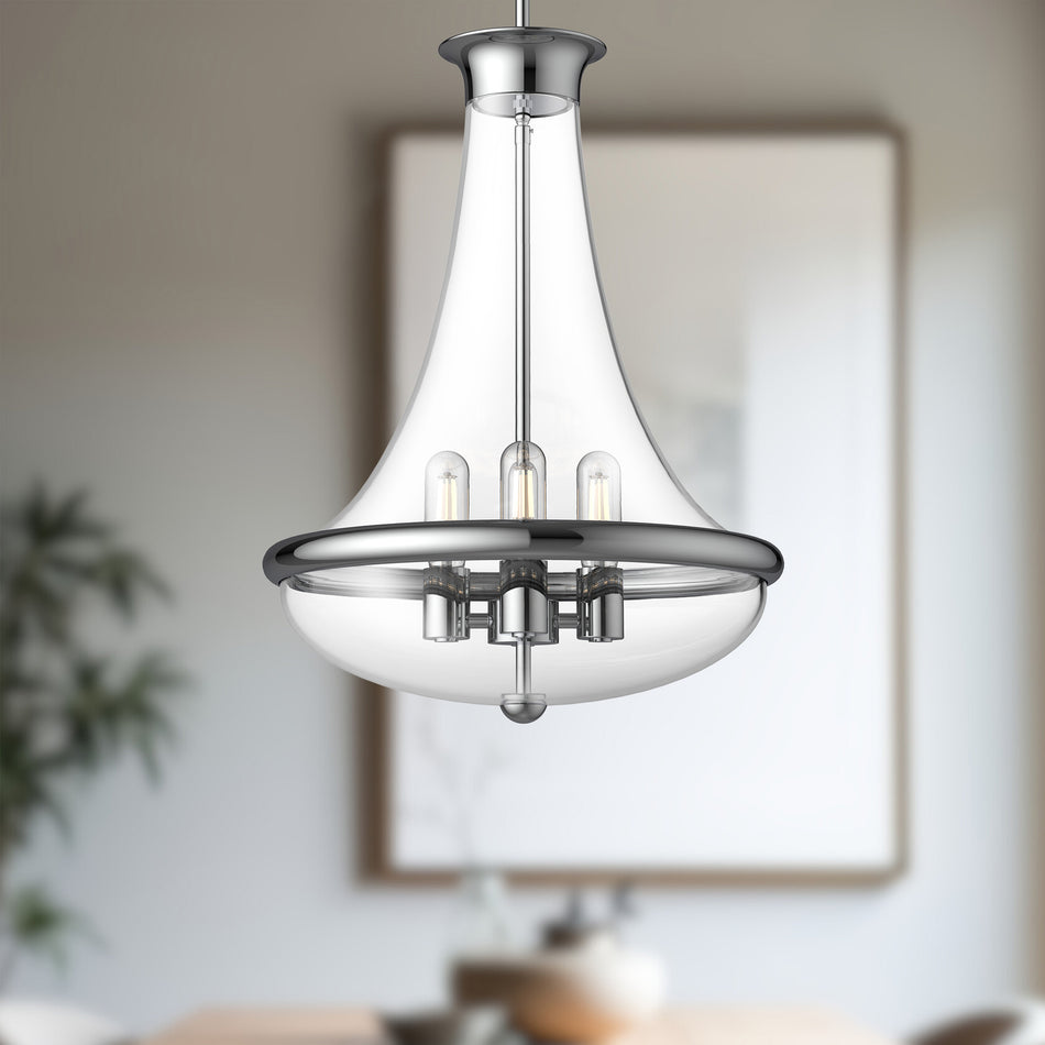 Marcel 18-in Chrome 4 Lights Pendant by ALORA MOOD