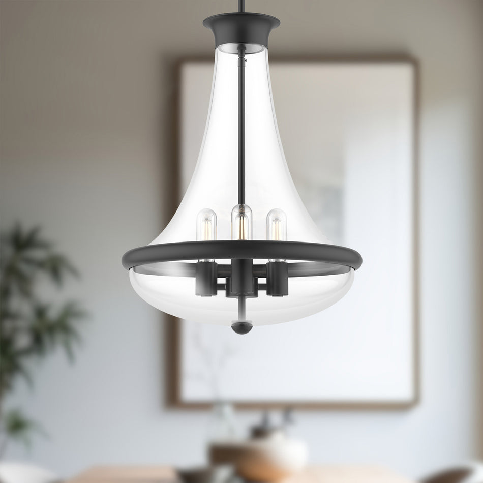 Marcel 18-in Matte Black 4 Lights Pendant by ALORA MOOD