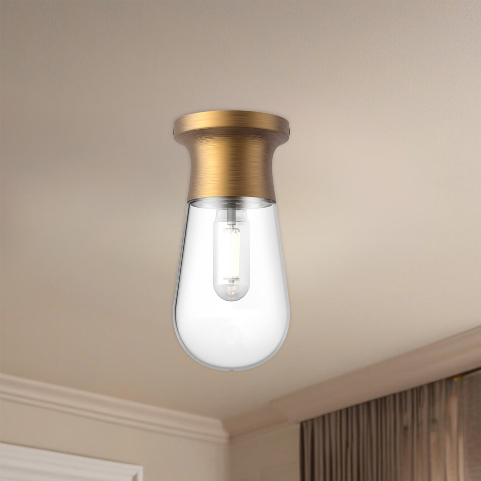 Marcel 5-in Aged Gold 1 Light Semi Flush Mount by ALORA MOOD