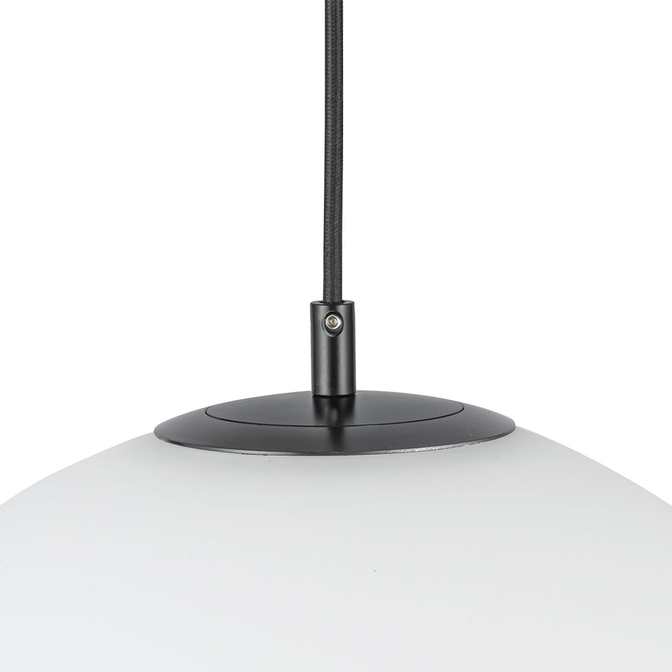 Marco 12-in,196-in Black/Opal Glass Socket Pendant by KUZCO