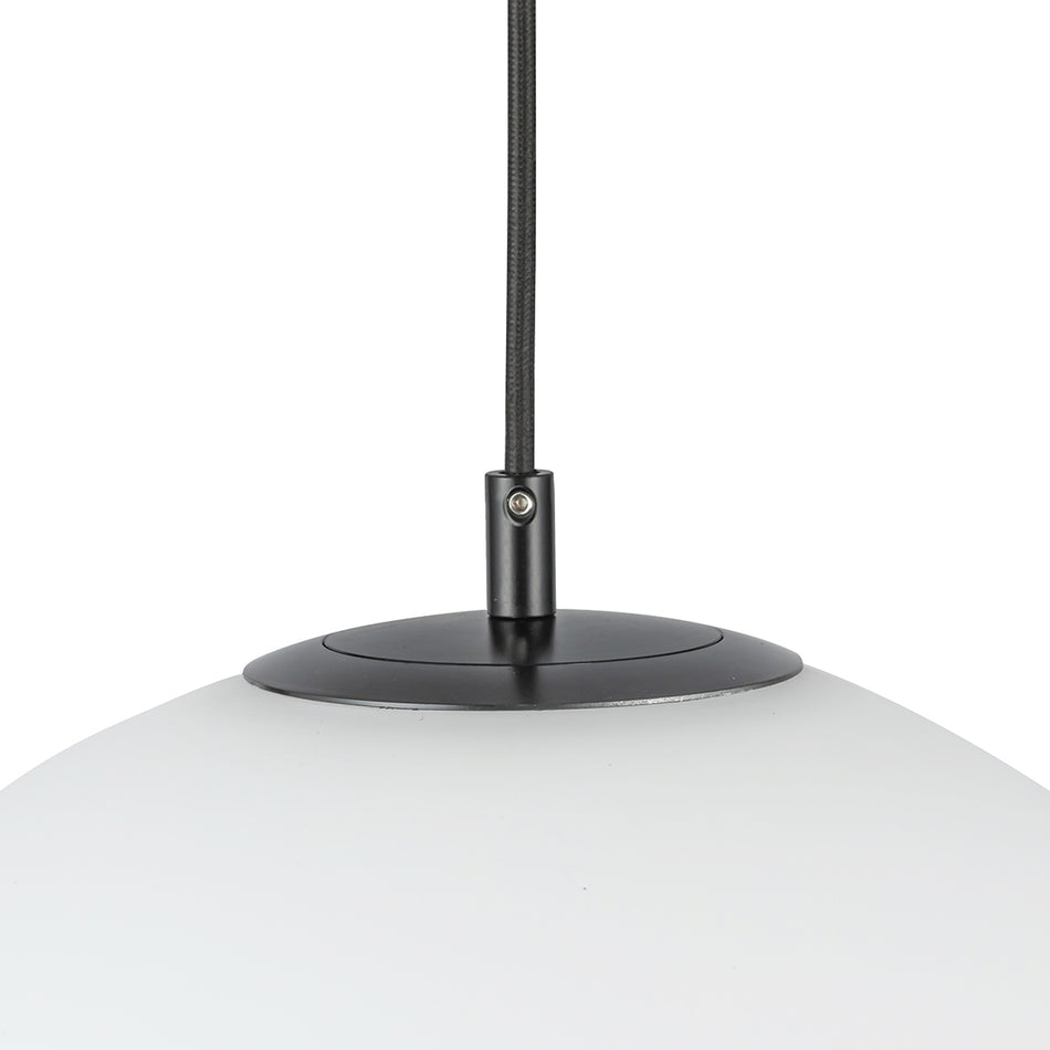 Marco 16-in,196-in Black/Opal Glass Socket Pendant by KUZCO